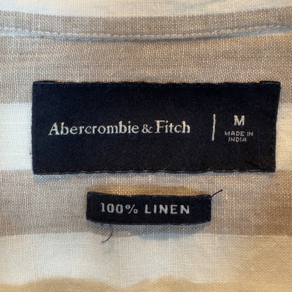Abercrombie Fitch Linen Striped Oversized Button Up Blouse Medium Coastal Chic - Picture 7 of 7